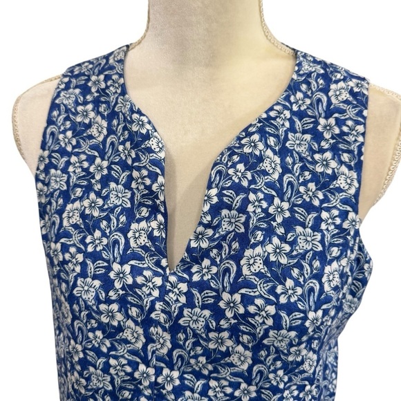 J. McLaughlin Rue Navy Blue Linen Floral Sleeveless Shift Dress XS NEW $218 - Picture 3 of 12